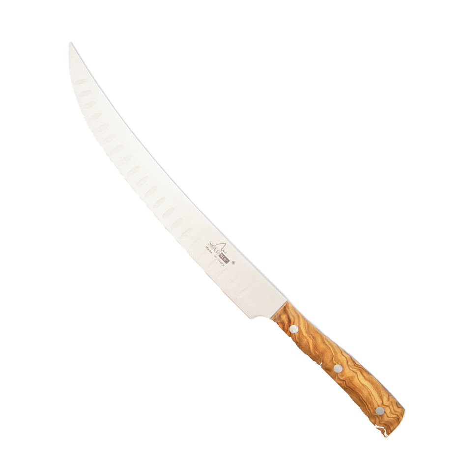 Maglionero Iside - Coltello Scimitarra Alveolata - in ulivo - 26 cm