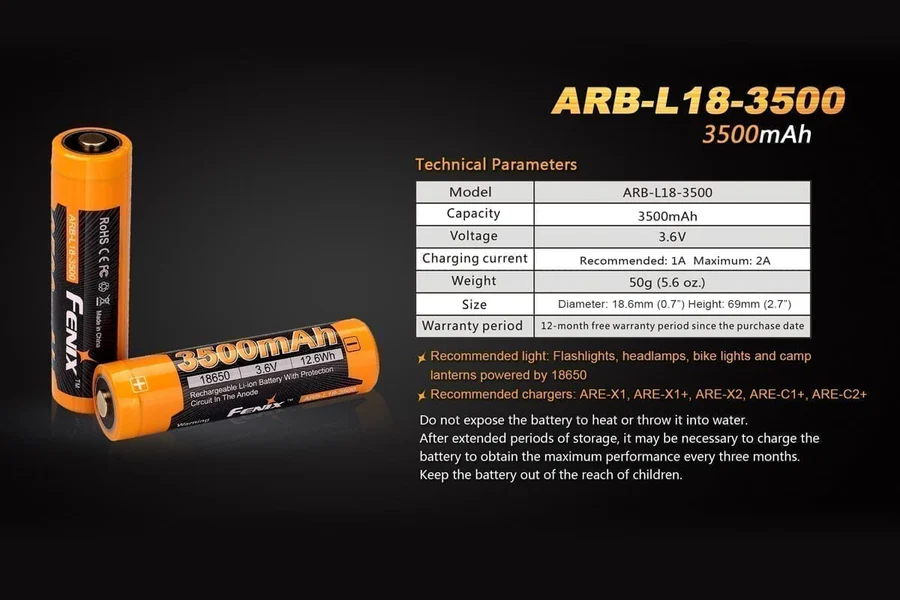 Fenix Batteria Ricaricabile 3500 mAh
